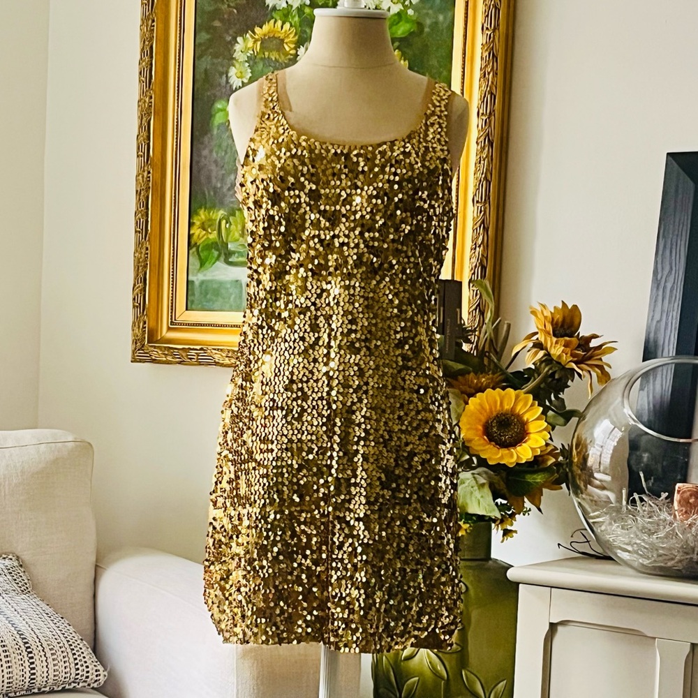 🎉New Maloom Gold Sequin Sleeveless Dress